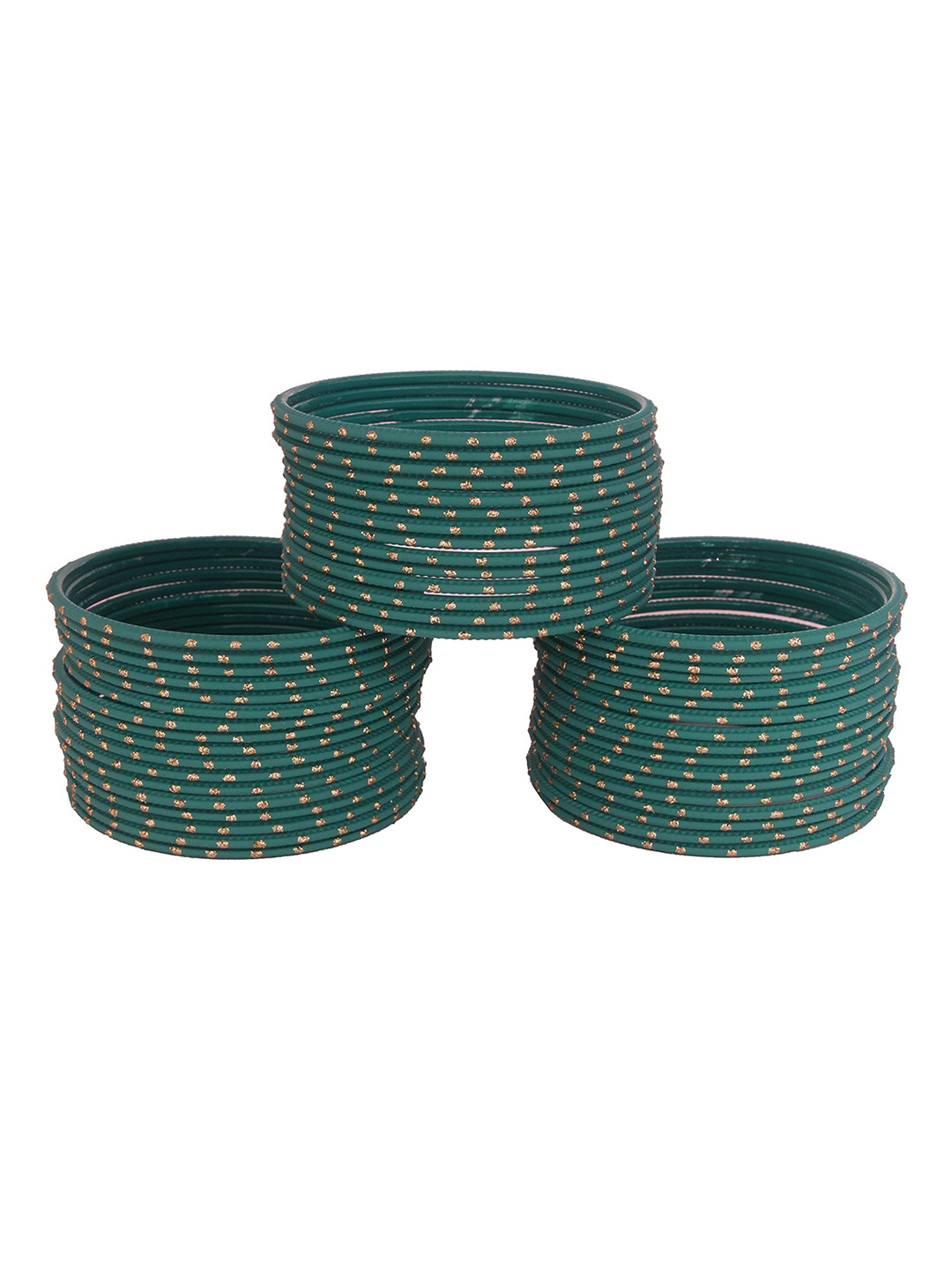 

ZULKA Set of 48 Metal with Polka Dots Bangles, Teal