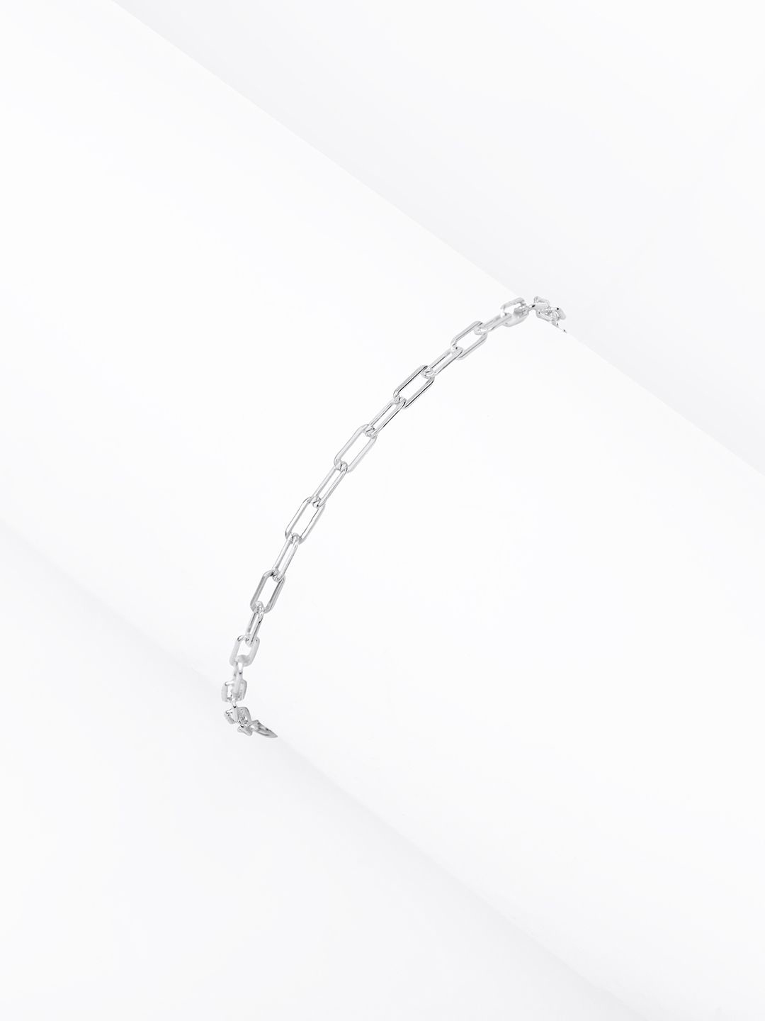 

Nistra Suave Minimalist Sterling Silver Rhodium-Plated Link Bracelet