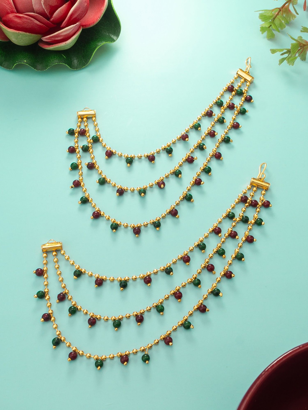 

aadita Gold Plated Pearls Contemporary Earrings Chains
