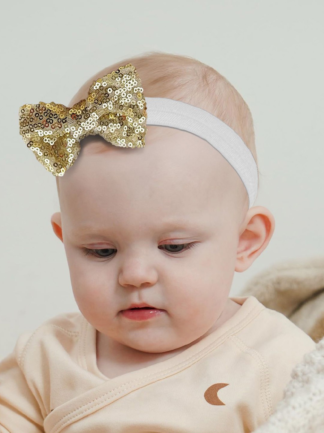 

SYGA Girls Glitter Bow Chill Wrap Headband, Beige
