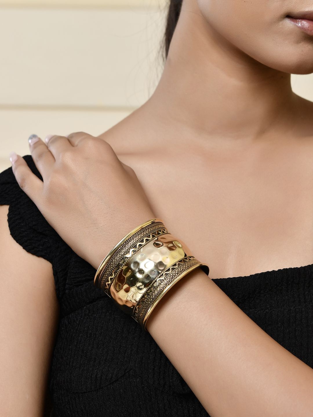 

Silvermerc Designs Women Brass Gold-Plated Cuff Bracelet