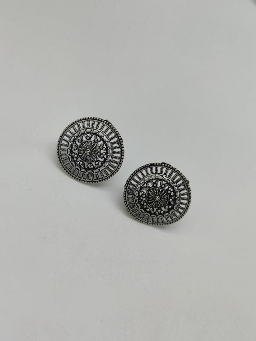 

Gyaan Jewels Intricate Textured Oxidised Earrings, Silver