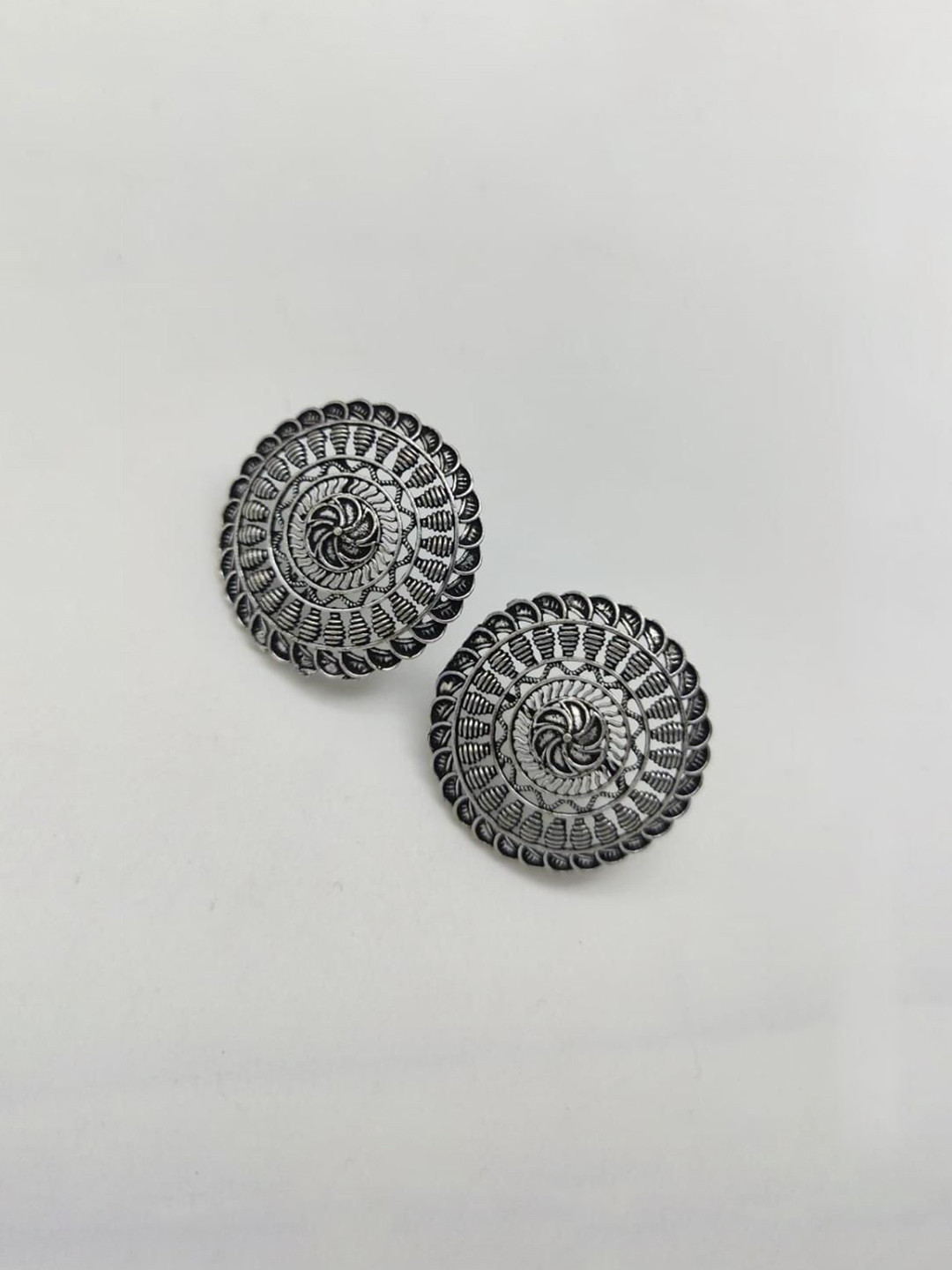 

Gyaan Jewels Circular Studs, Silver