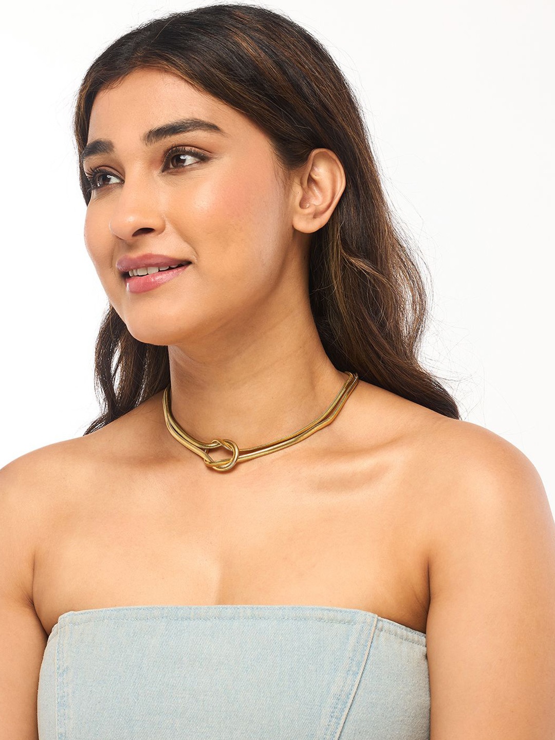 

WHITE LIES Gold-Plated Stainless Steel Knot Choker Necklace
