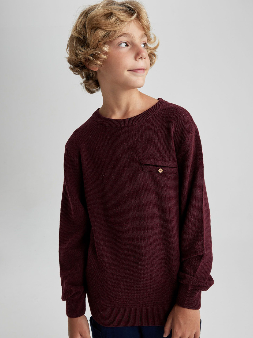 

DeFacto Boys Round Neck Long Sleeves Pullover, Maroon