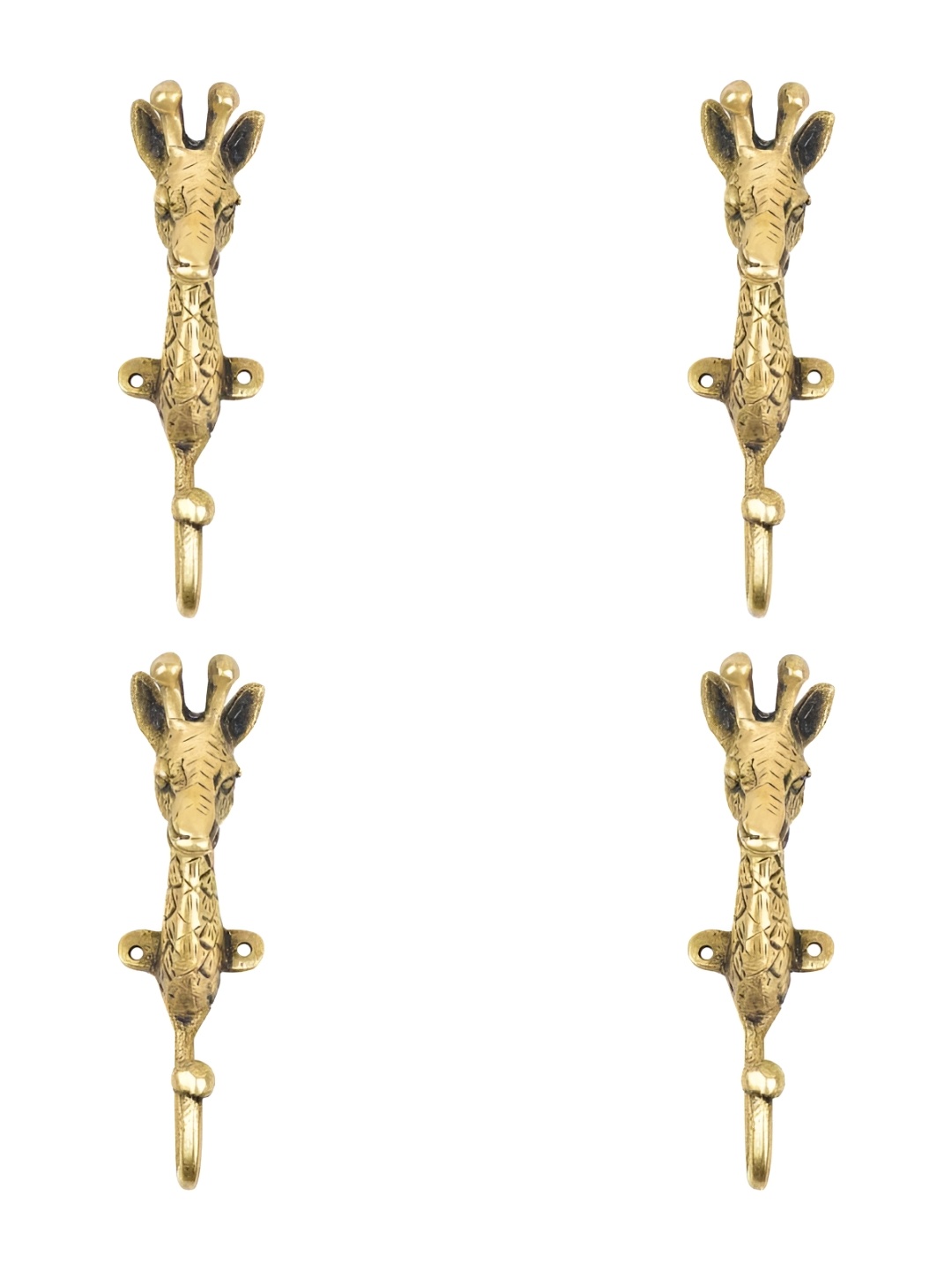 

IndianShelf Gold Toned 4 Pieces Brass Giraffe Coat Hooks Key Holders