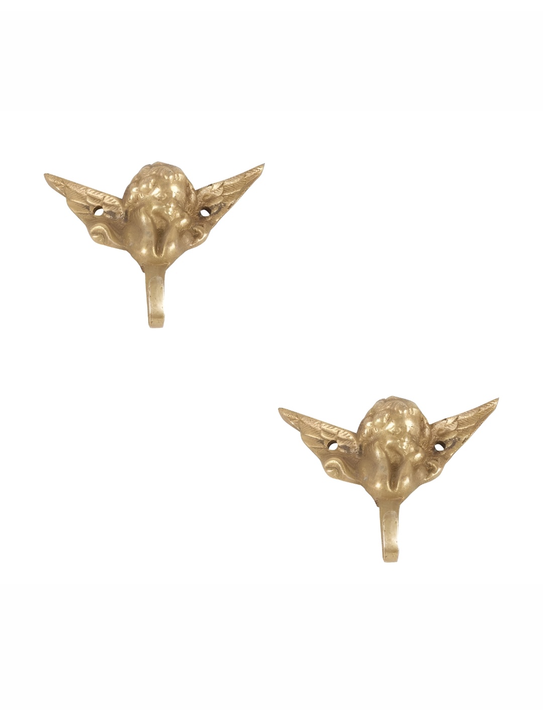 

IndianShelf Goldtoned 2 Piece Brass Cherub Angel Coat Wall Hooks, Gold