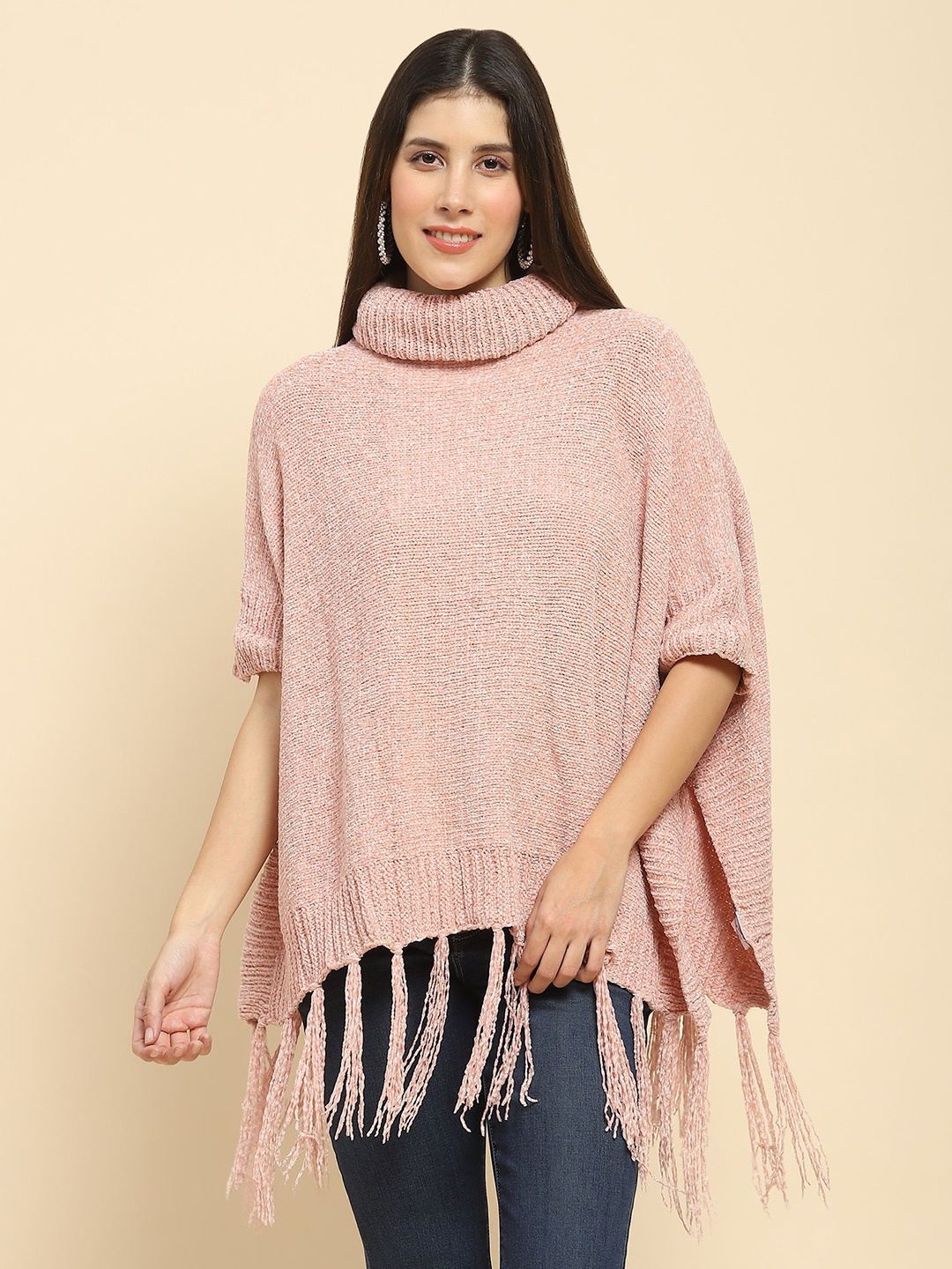 

Global Republic Women Poncho with Fringed Detail, Pink