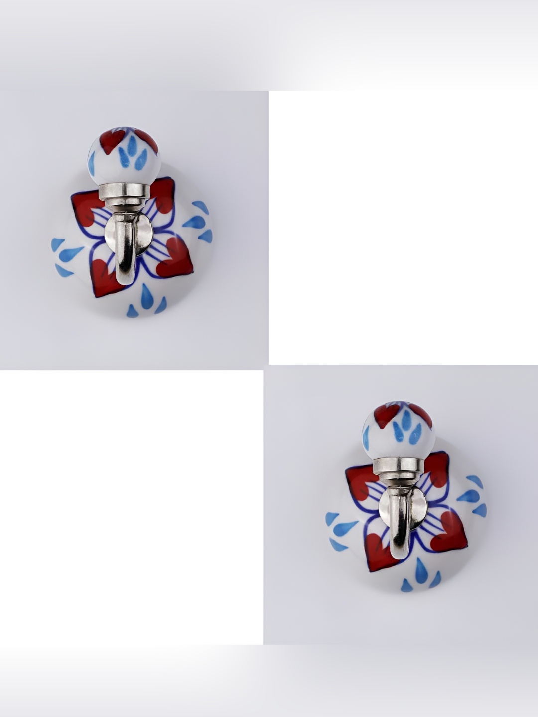 

IndianShelf Red 2 Piece Ceramic Leaf Wall Mounted Hooks Door Hanger