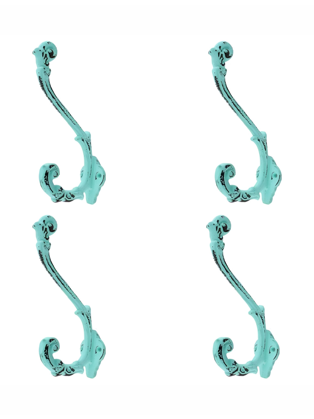 

IndianShelf Blue 4 Pieces Iron Farmhouse Wall Hooks