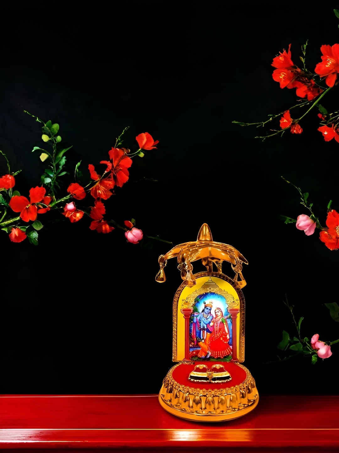 

Adhvik Gold Toned & Red Lord Radhakrishan Idol Showpiece