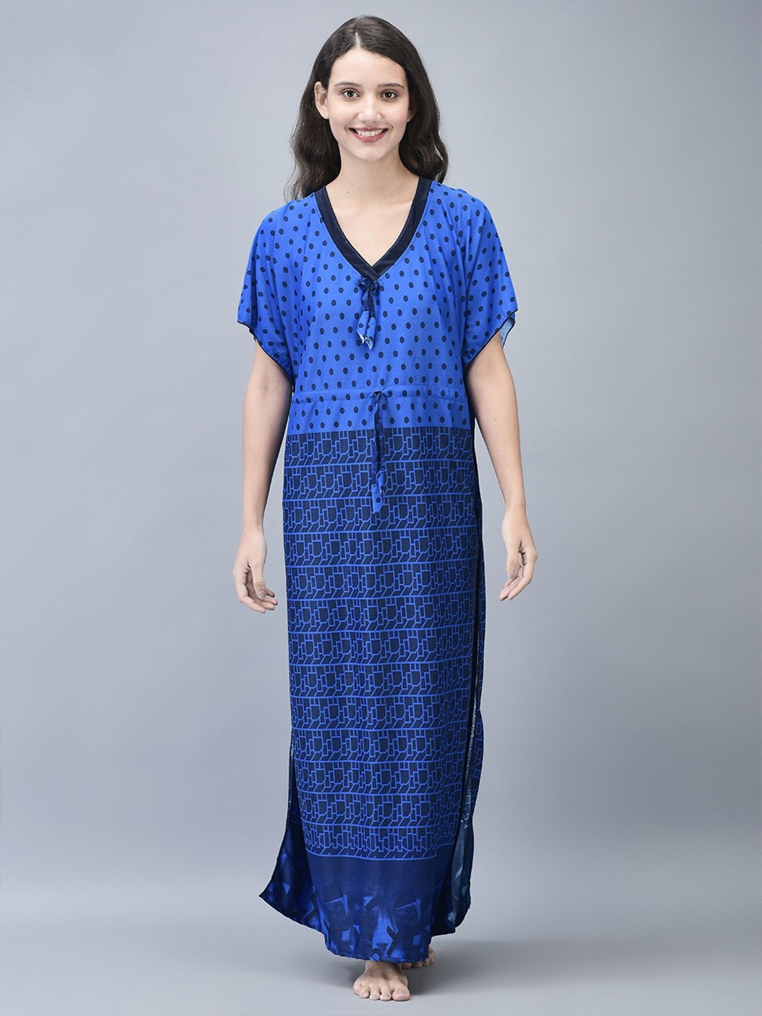 

Noty Women V-Neck Satin Maxi Nightdress, Blue