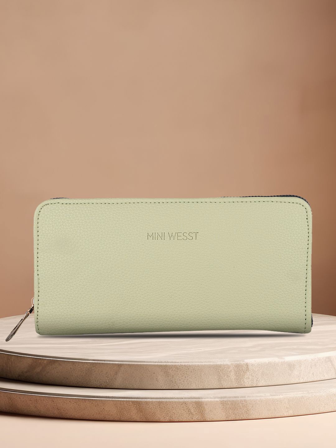 

MINI WESST Women PU Zip Around Wallet, Green