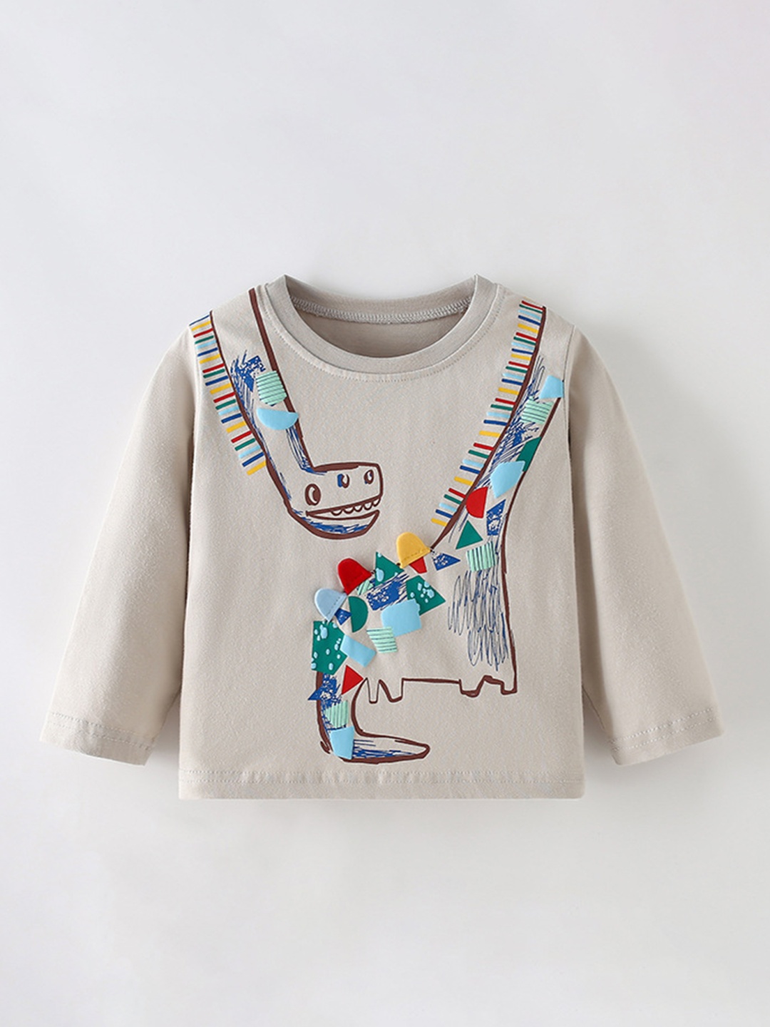 

LULU & SKY Boys Printed Applique T-shirt, Grey