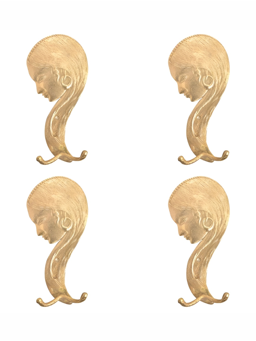 

IndianShelf Gold Toned 4 Pieces Brass Lady Door Hangers for Clothes Wall Hooks