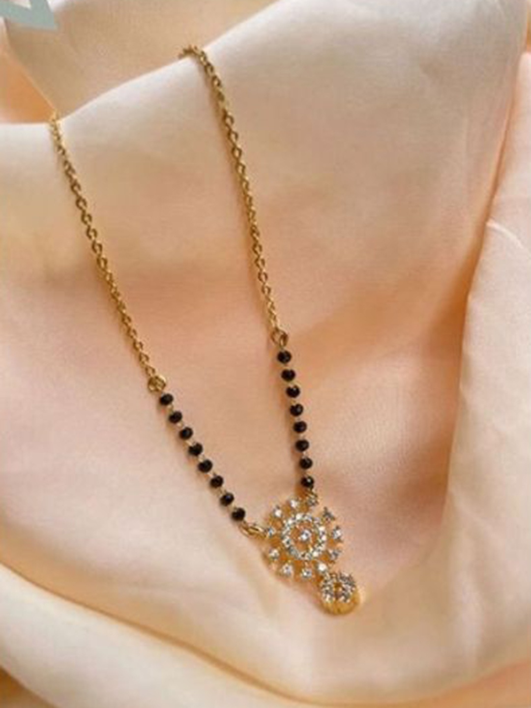 

Wynona Set Of 2 Gold-Plated American Diamond Studded & Beaded Mangalsutra