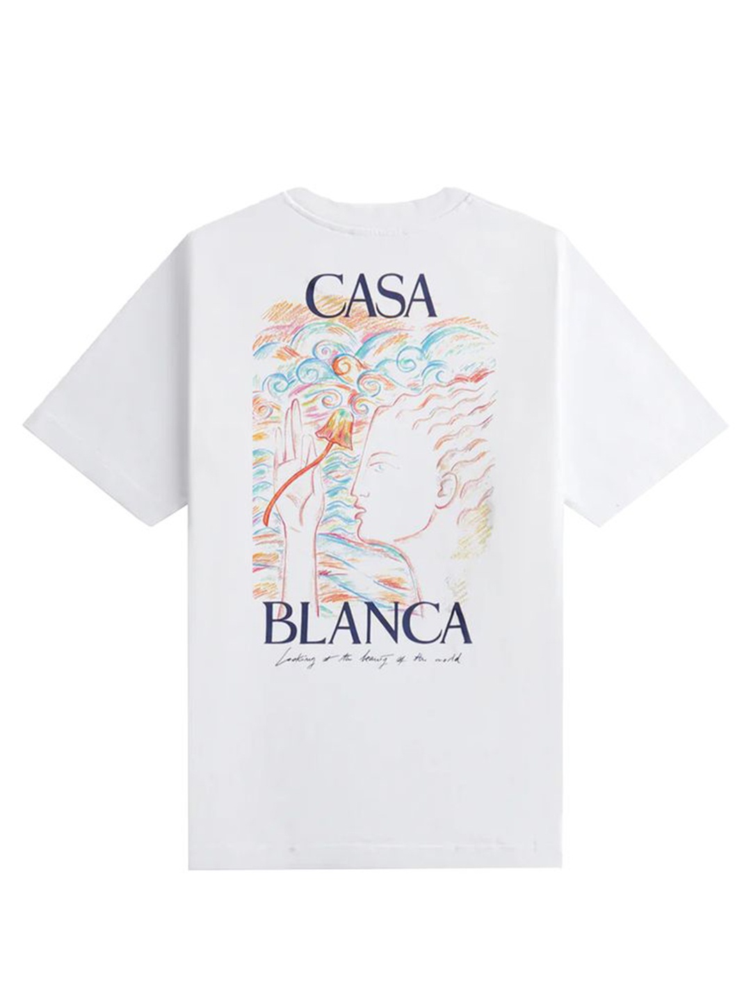 

Casablanca Men Graphic Printed Round Neck Cotton T-shirt, White