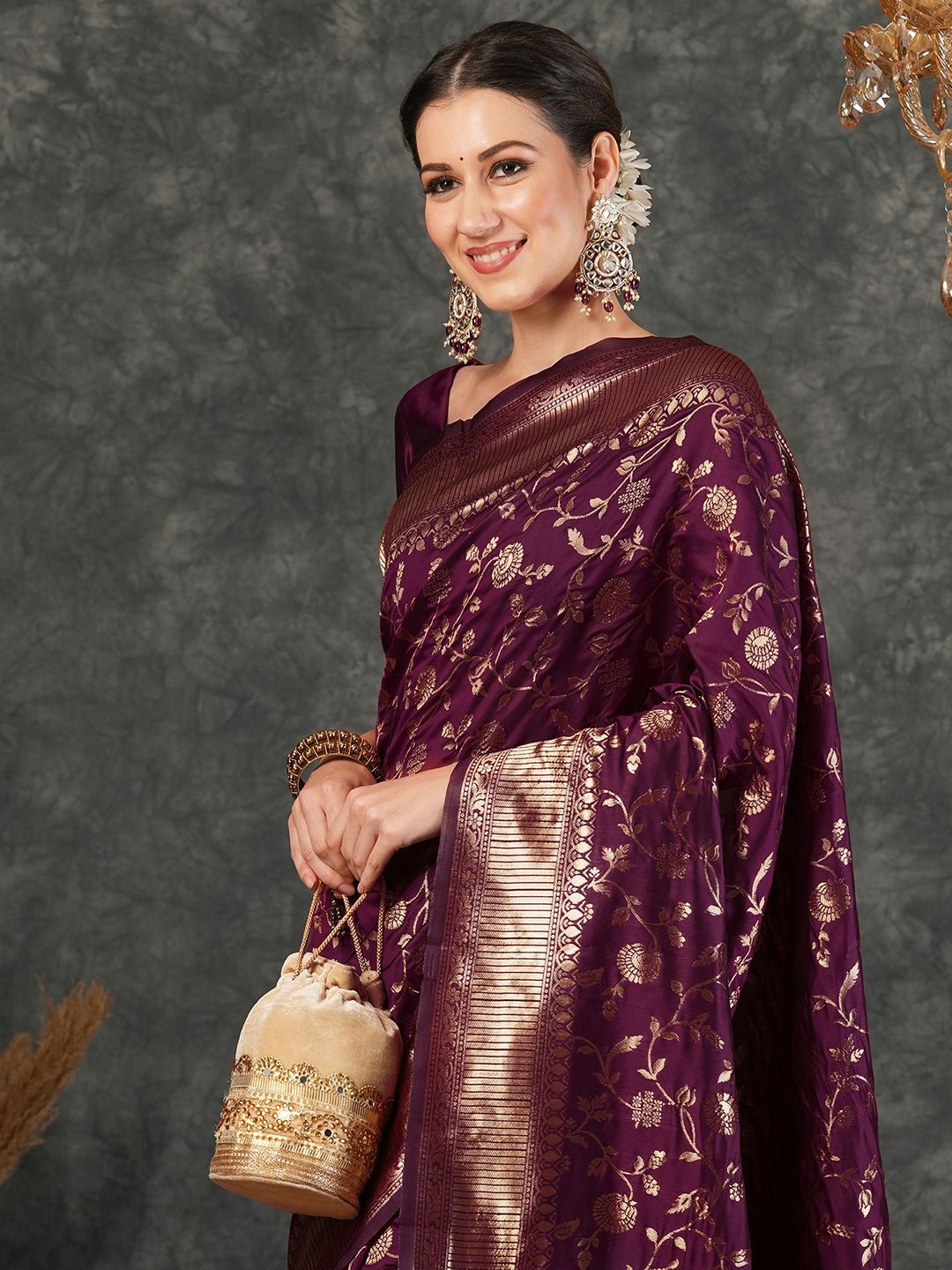 

KALINI Woven Design Zari Banarasi Saree, Maroon