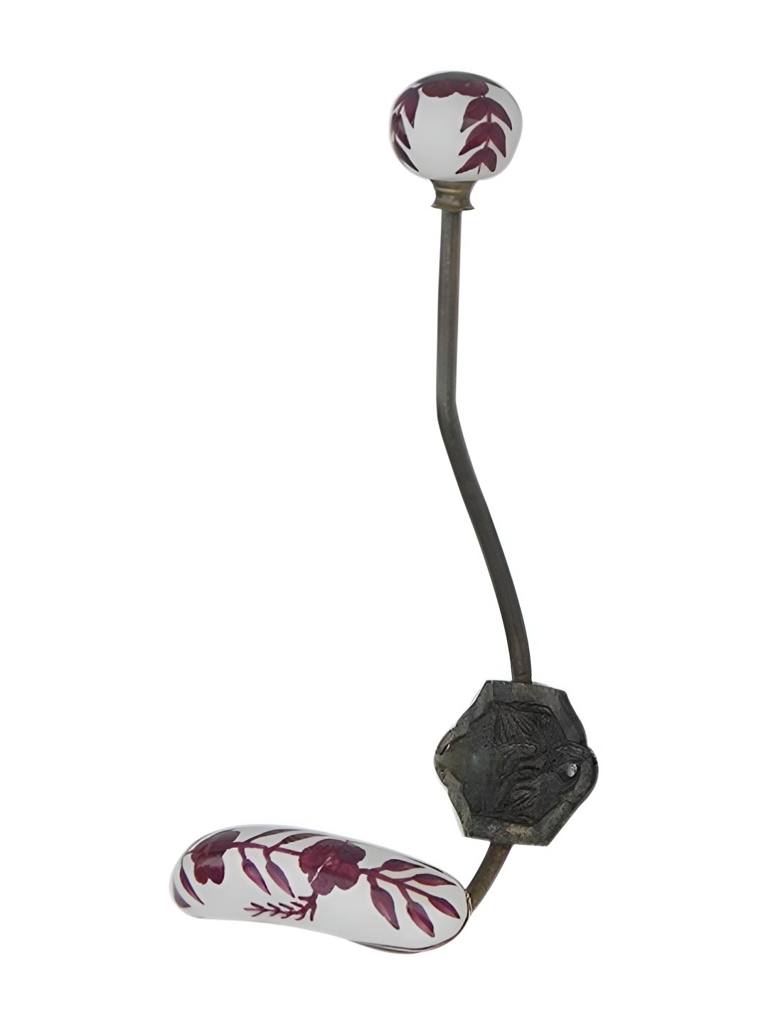 

IndianShelf White and Maroon Floral Printed Iron Wall Hook