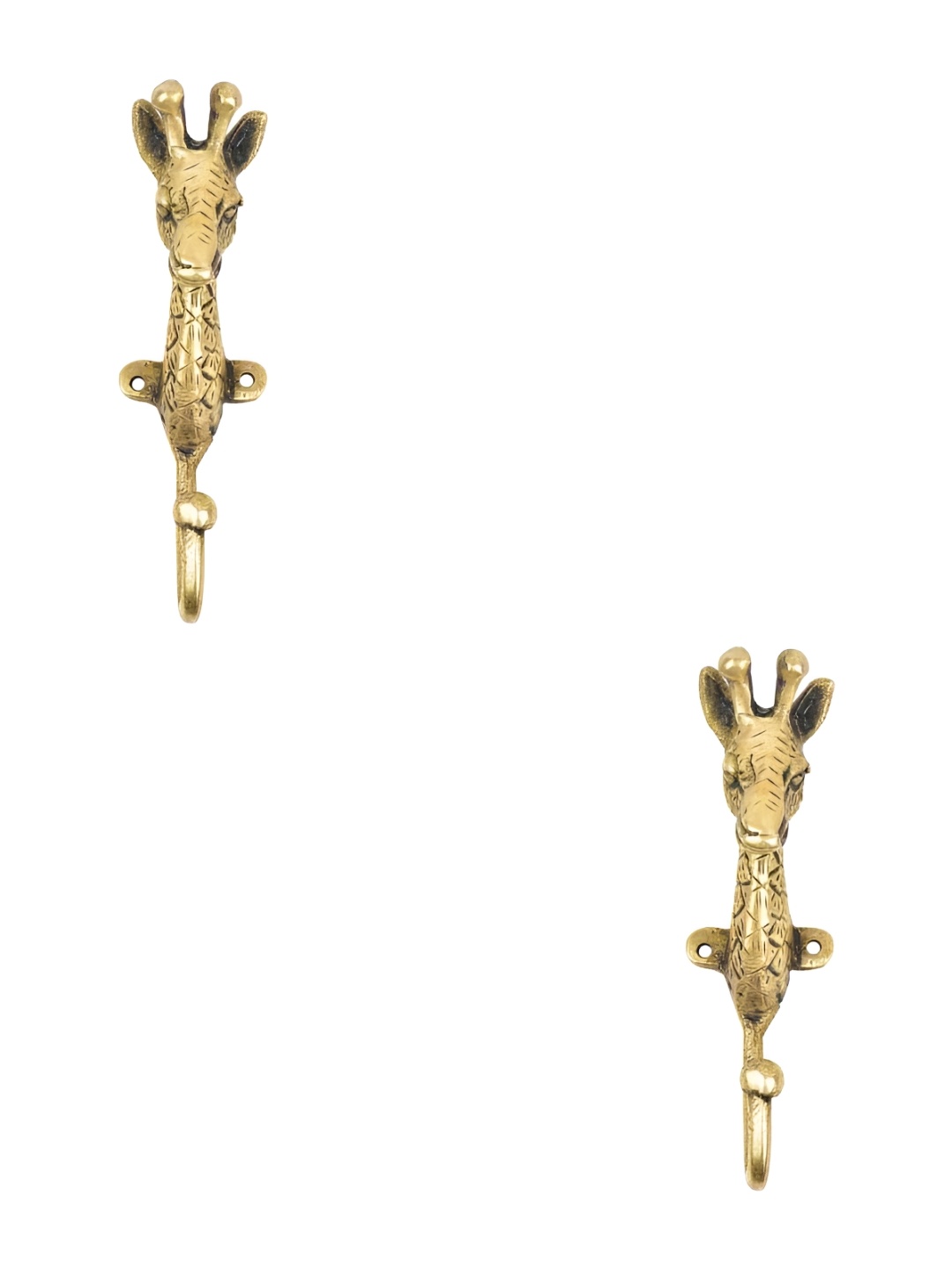 

IndianShelf Gold Toned 2 Pieces Giraffe Textured Ceramic Wall Hooks