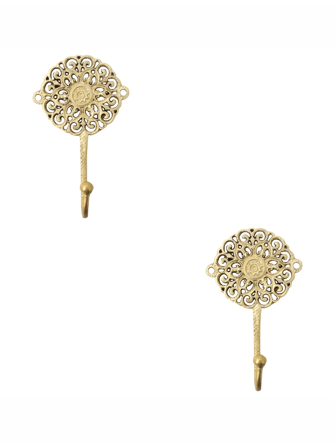 

IndianShelf Gold Toned 2 Piece Brass Floral Wall Hooks Door Hanger