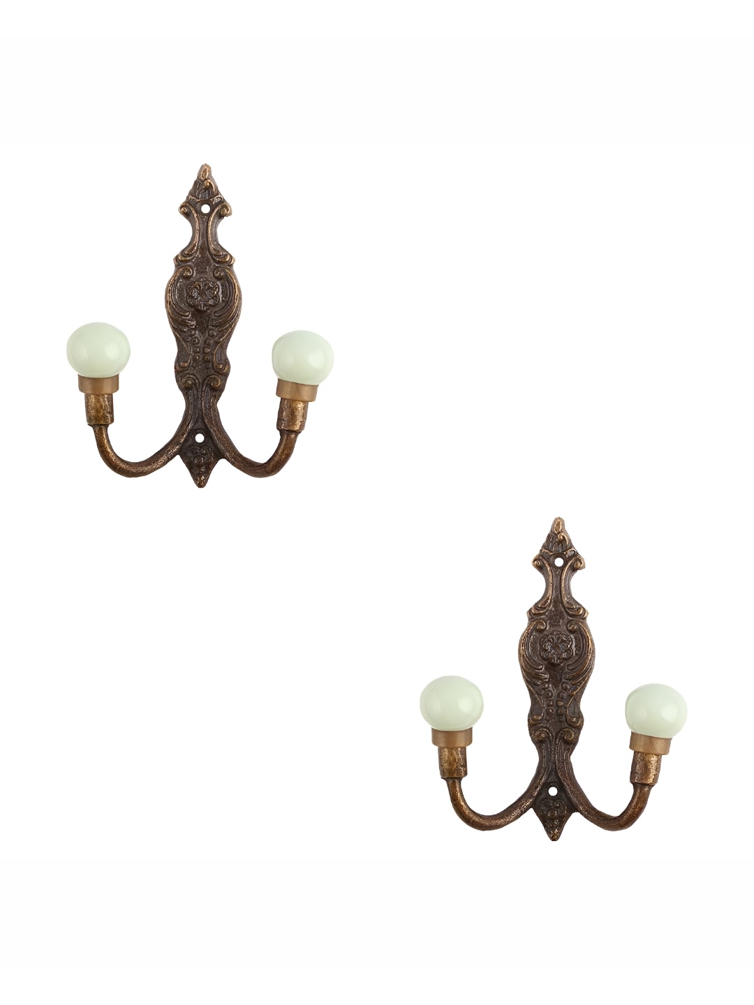 

IndianShelf Black & Gold-Toned 2 Pieces Textured Ceramic Wall Hooks