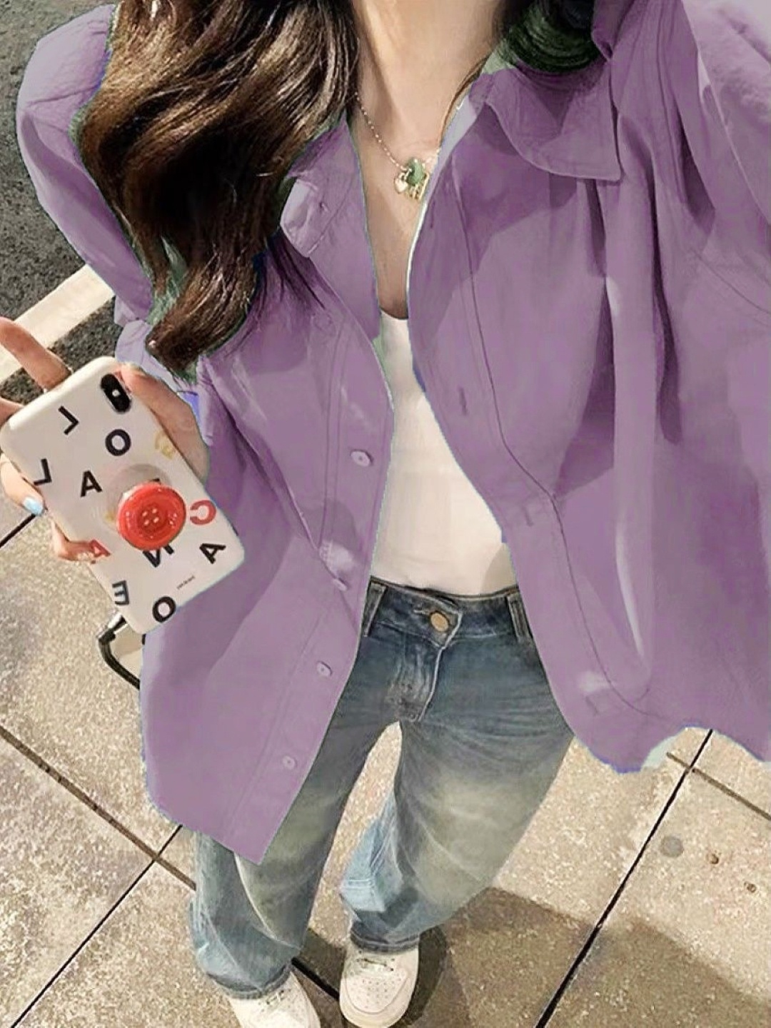 

HERE&NOW Women Comfort Solid Casual Cotton Shirt, Purple