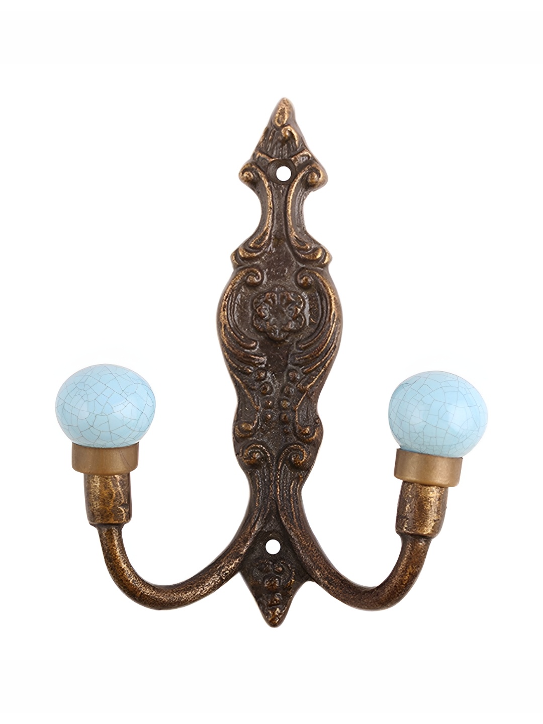 

IndianShelf White & Gold Toned Textured Ceramic Wall Hook