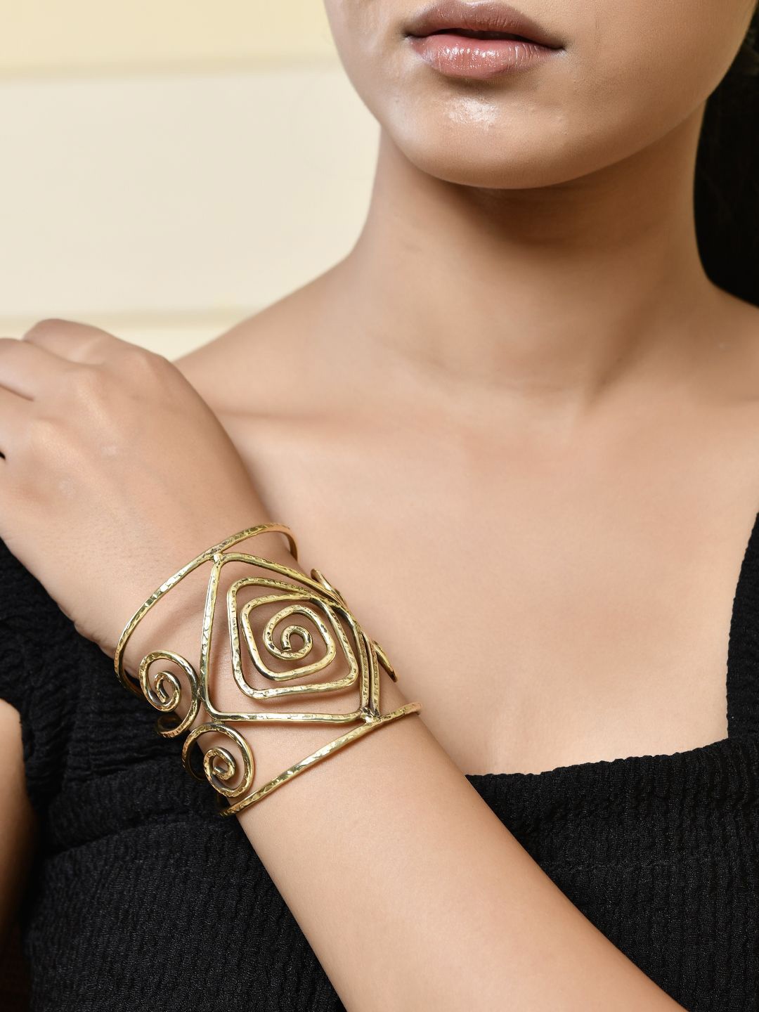 

Silvermerc Designs Women Brass Temple Gold-Plated Cuff Bracelet