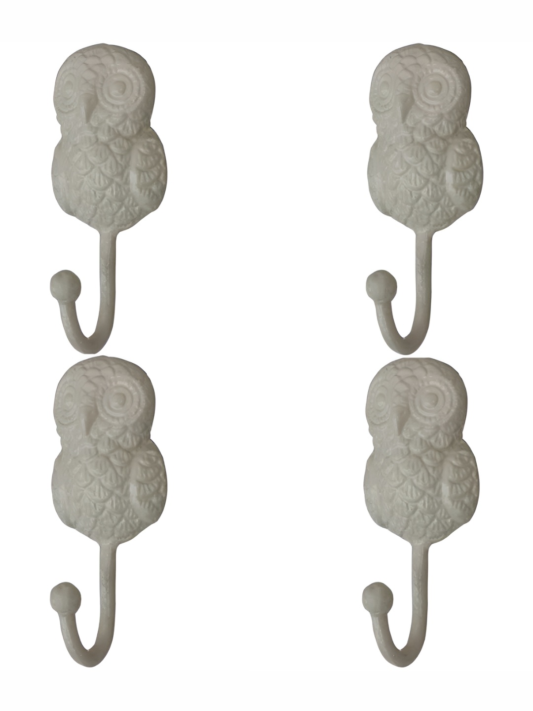 

IndianShelf Cream Coloured 4 Piece Iron Owl Wall Hangings Hooks