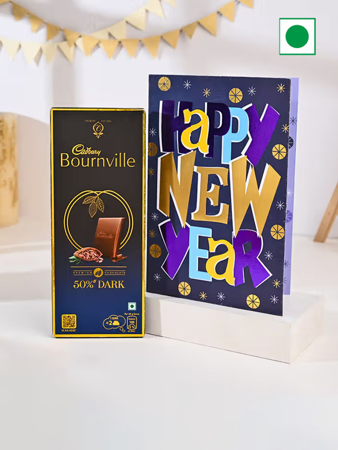 

Floweraura Unisex Set Of 2 Chocolate With Happy New Year Greeting Card, Brown