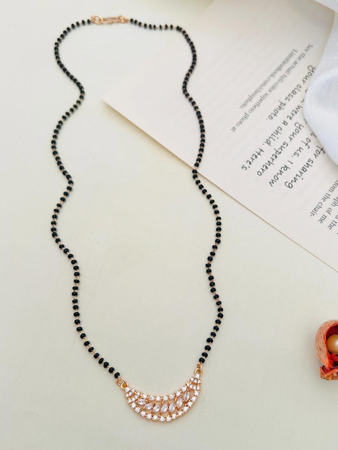 

ABDESIGNS Rose Gold-Plated Artificial Stones and Beads Mangalsutra
