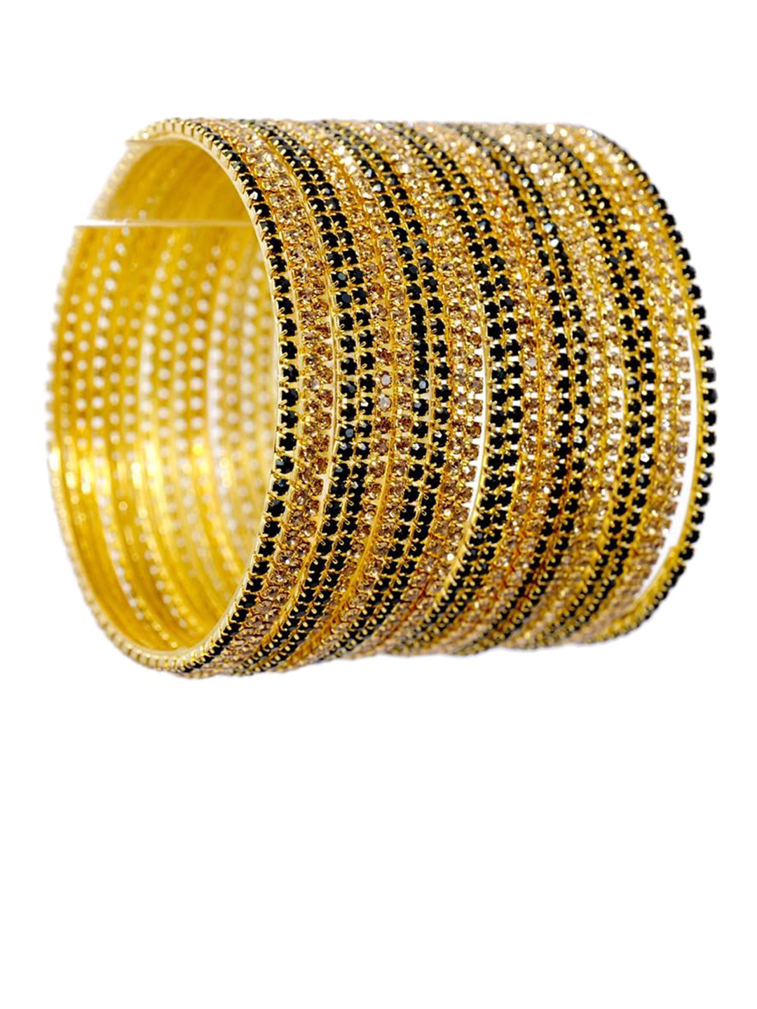 

ZULKA Set of 24 Alloy Base Artificial Studded Bangle, Gold