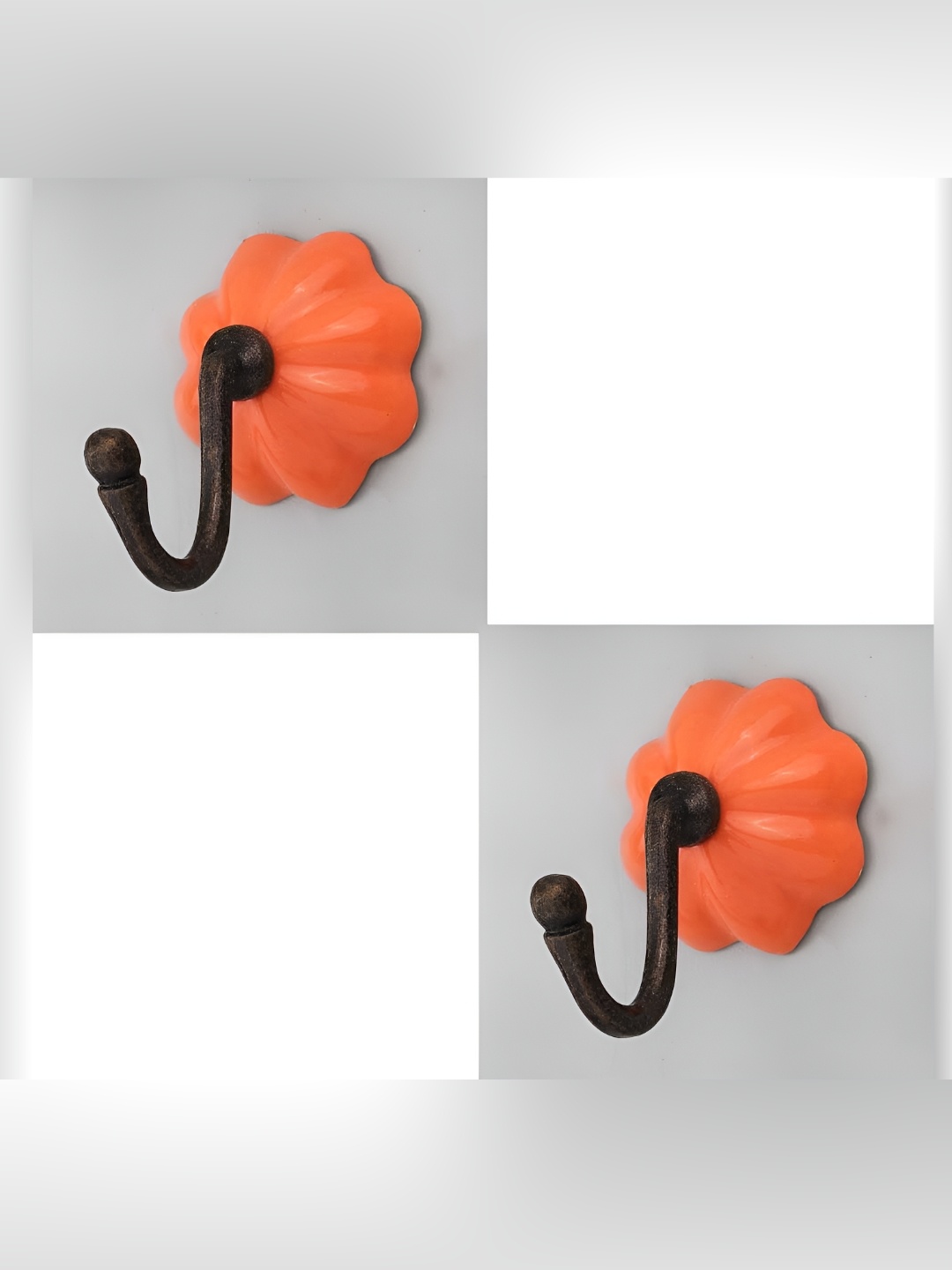 

IndianShelf Orange & Black 2 Pieces Ceramic Melon Wall Mounted Hooks Kitchen Hangers