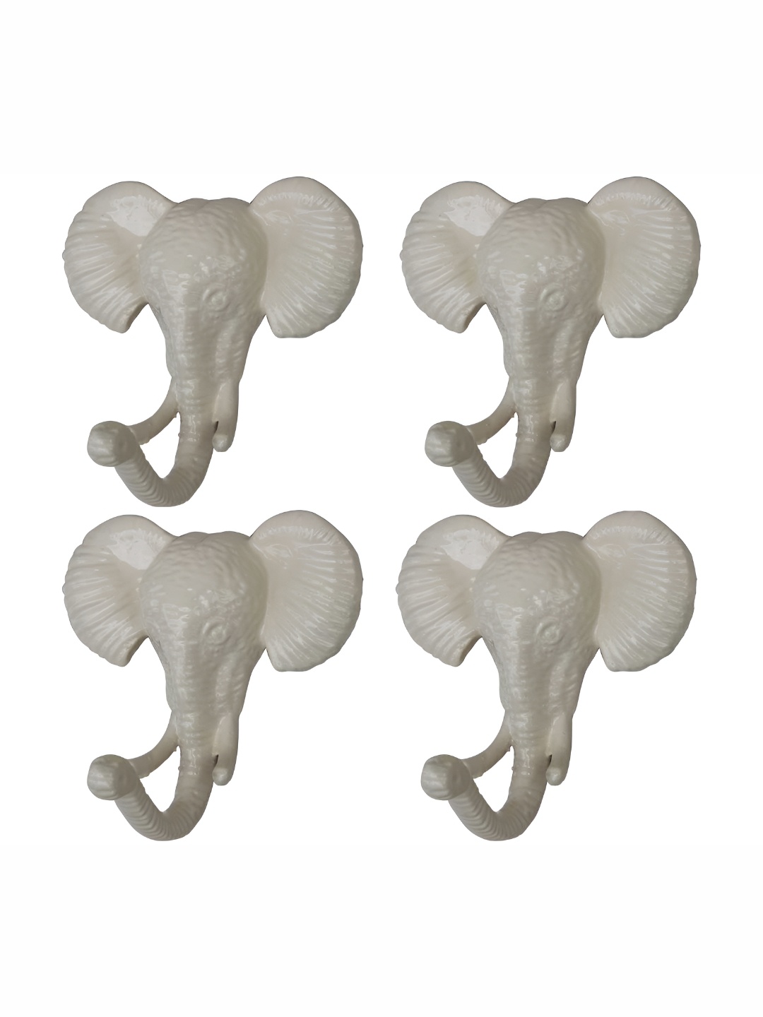 

IndianShelf Cream Coloured 4 Pieces Iron Elephant Cloth Wall Hooks