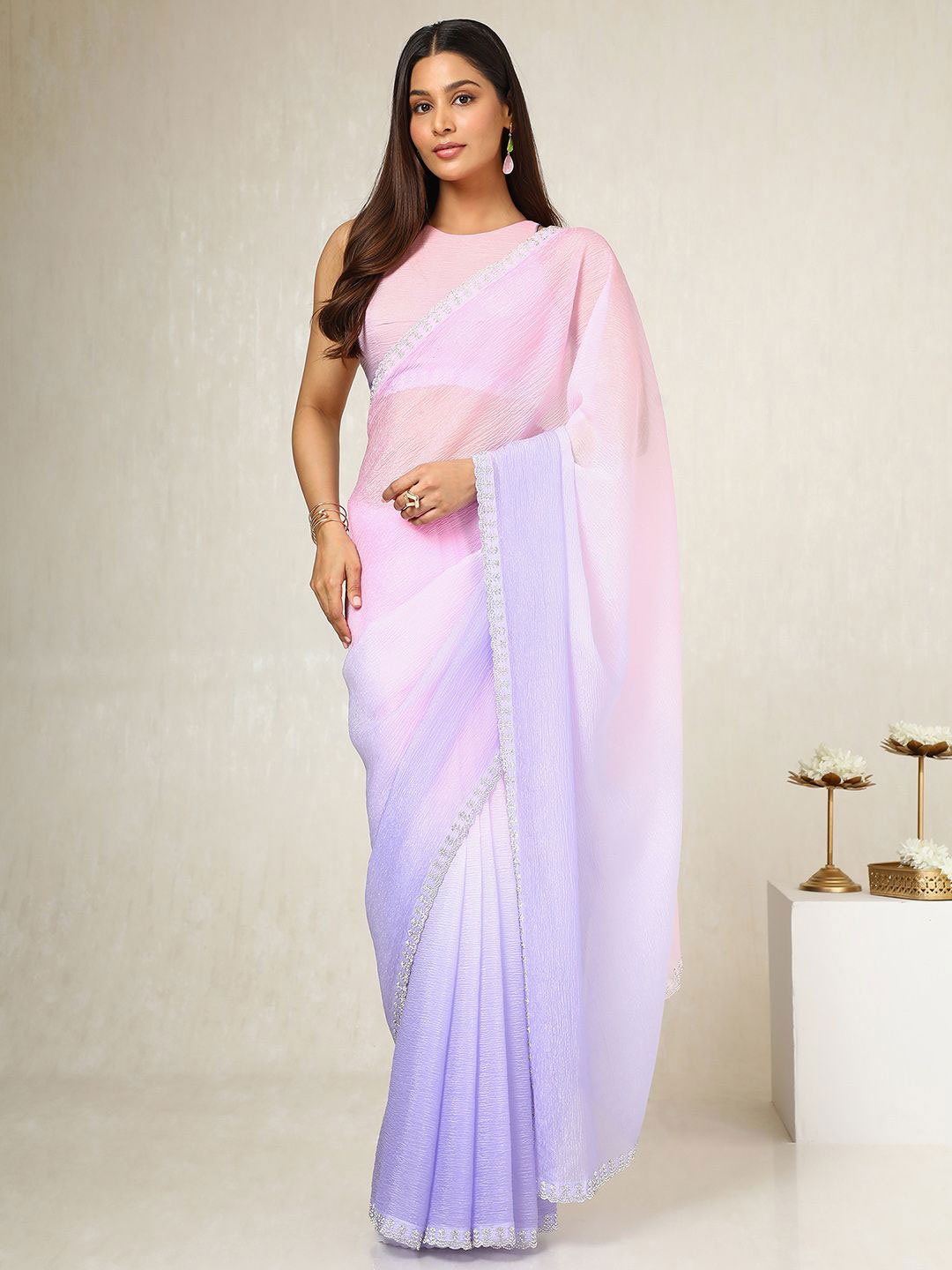 

Soch Ombre Beads and Stones Saree, Lavender