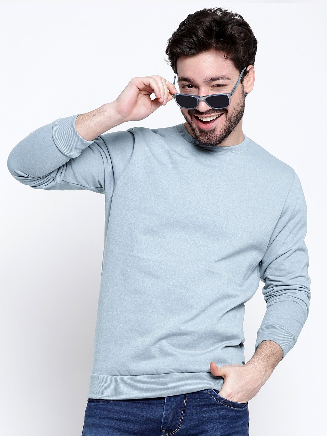 

Beyoung Men Cotton Sweatshirt, Blue