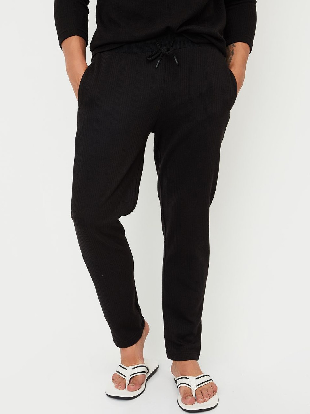 

max Men Knit Thermal Lounge Pants, Black