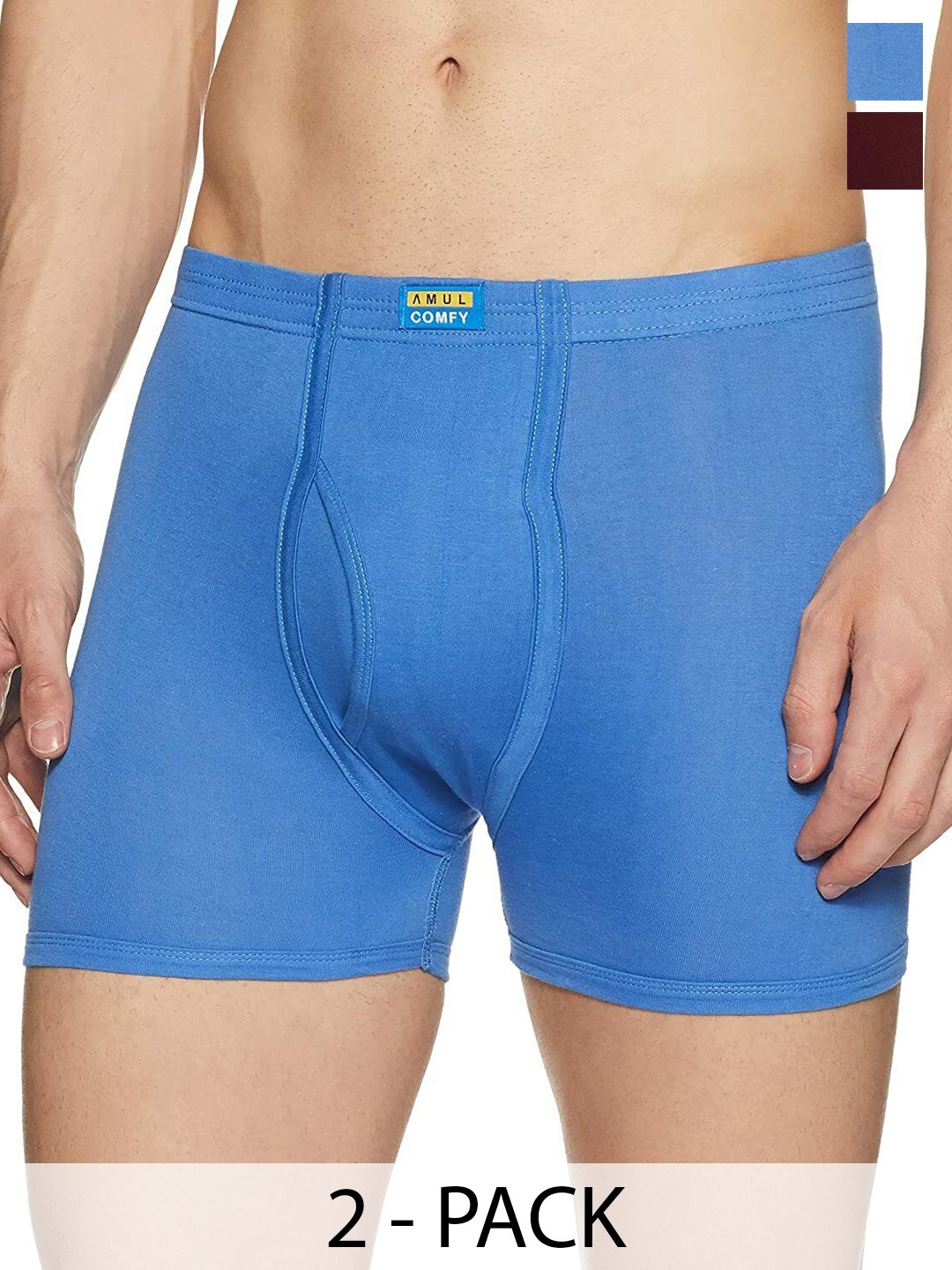 

AMUL COMFY Men Pack Of 2 Assorted Pure Cotton Trunks - Comfy-Plain-Trunk-IE-2-80, Blue
