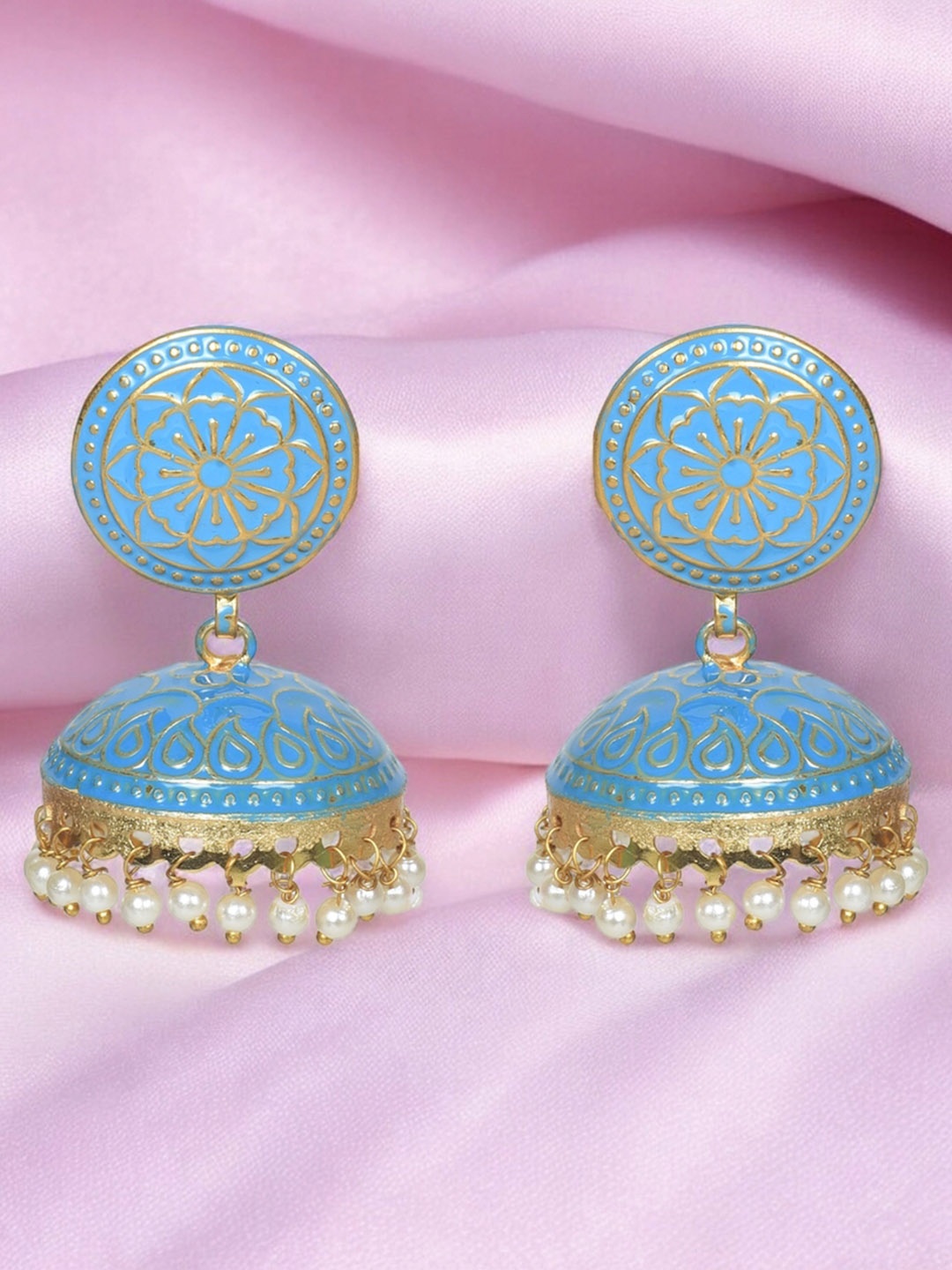 

Nilu's Collection Brass Plated Contemporary Jhumkas, Gold