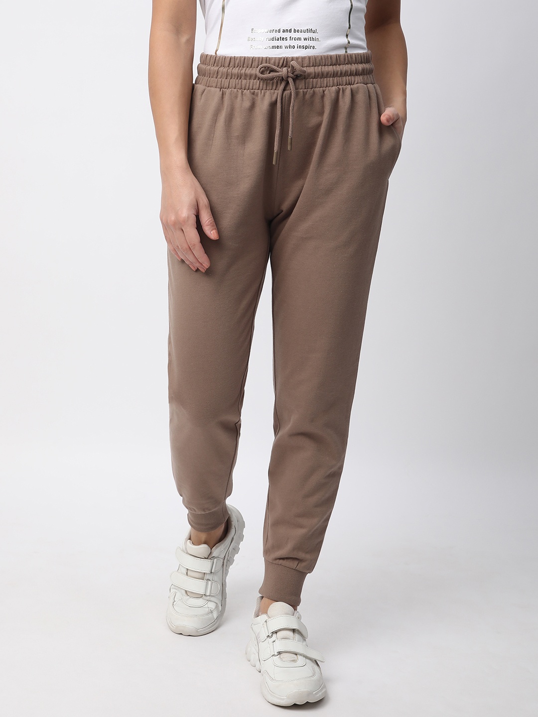 

R&B Women Cotton Relaxed Fit Joggers, Brown