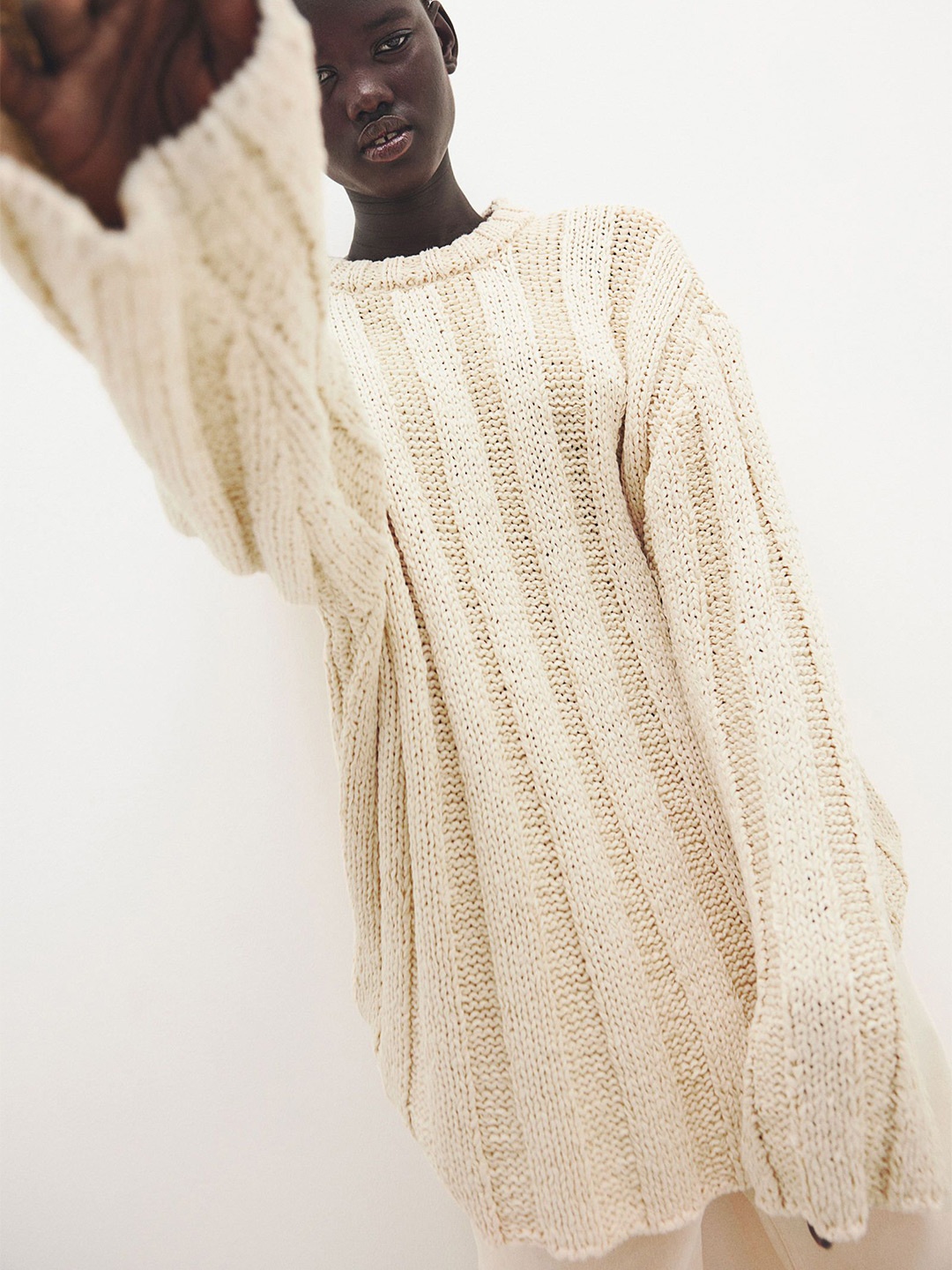 

H&M Oversized Rib-Knit Jumper, White