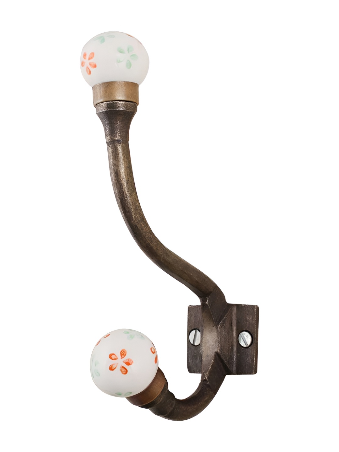 

IndianShelf White & Brown Ceramic Tiny Key Hook Hanger for Clothes Wall Mounted, Red