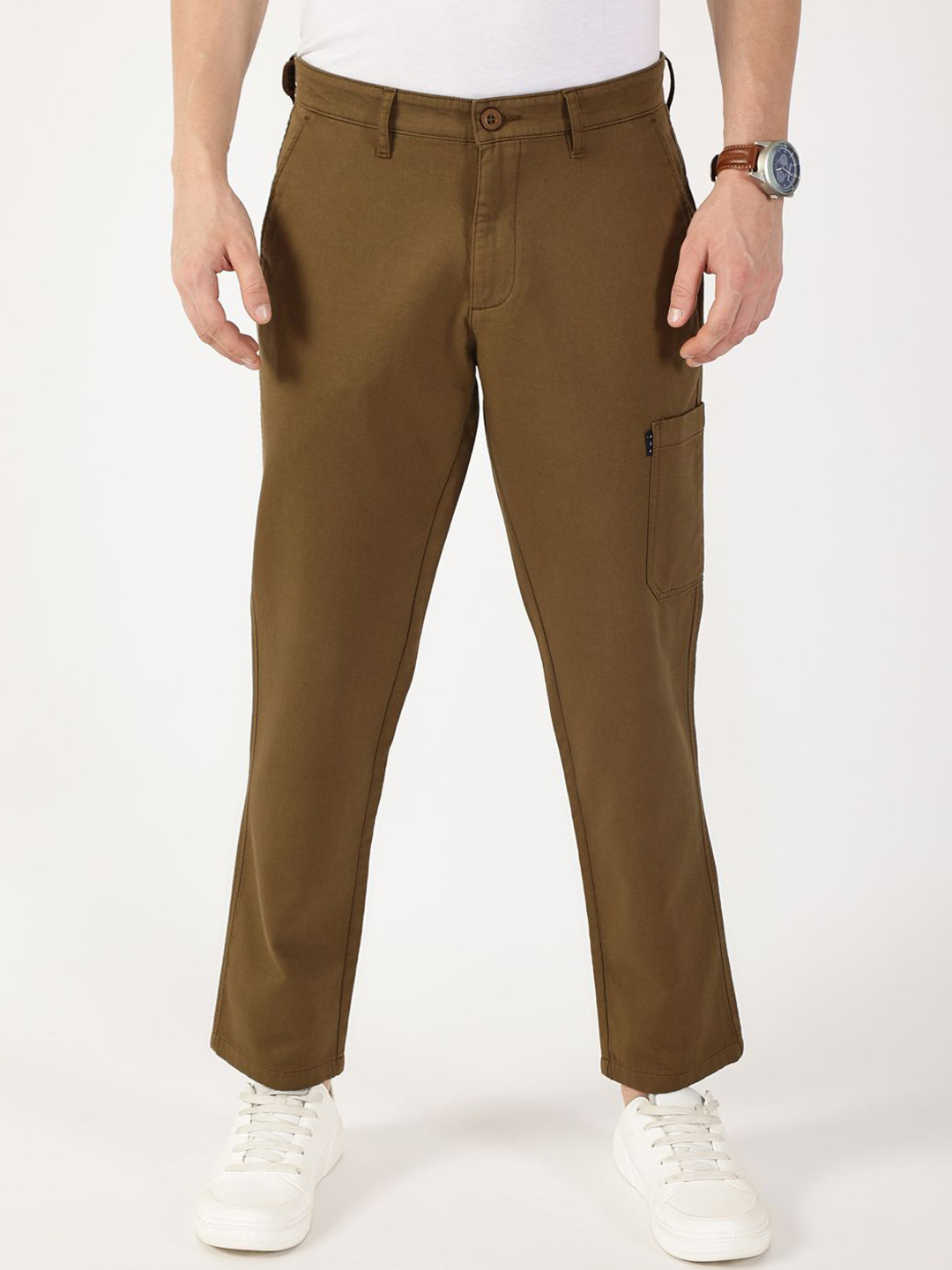 

Thomas Scott Men Smart Regular Fit Mid-Rise Chinos, Khaki