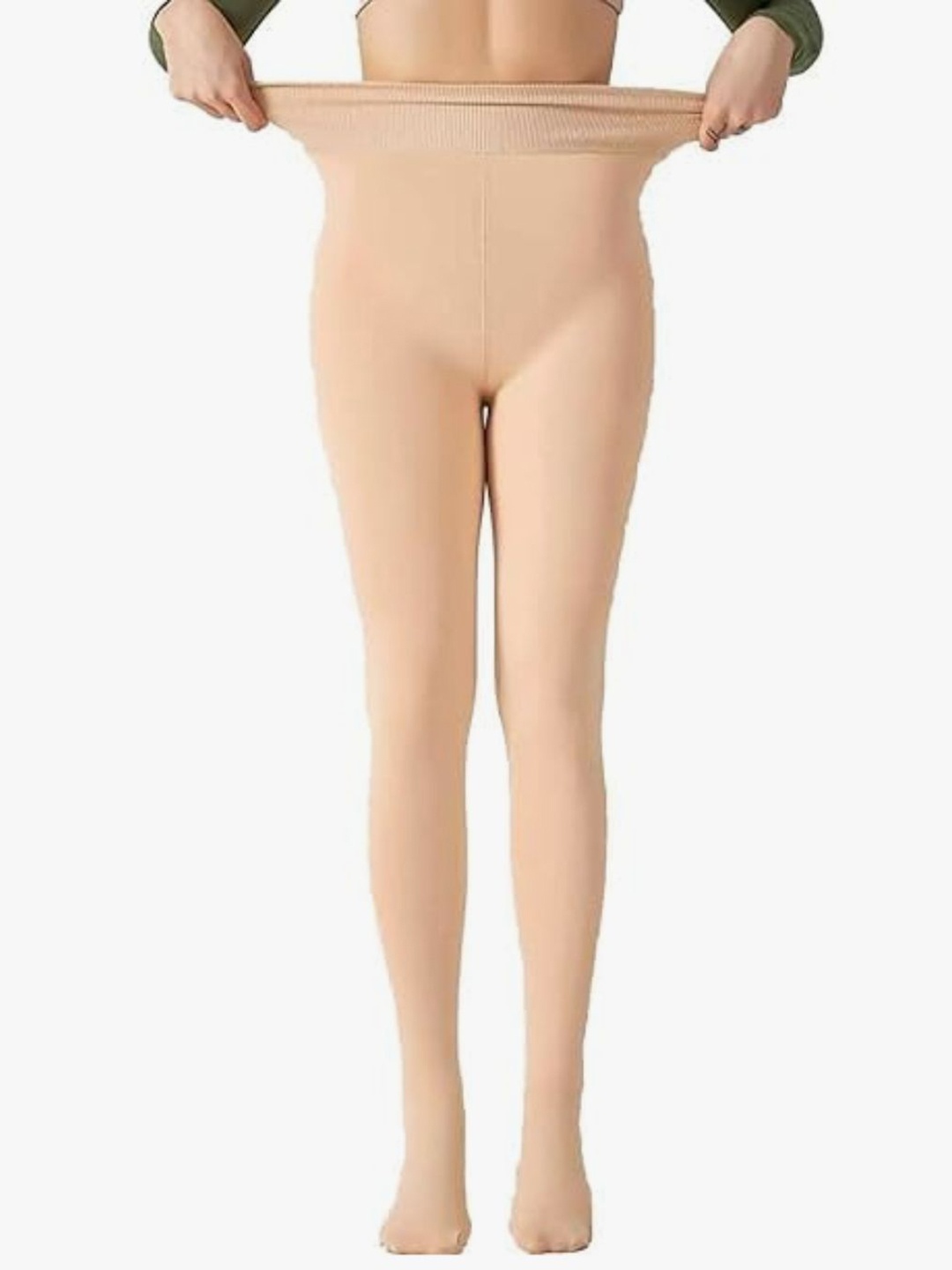 

HOT BEES Women Soild Fleece Winter Fur Pantyhose Stockings, Nude