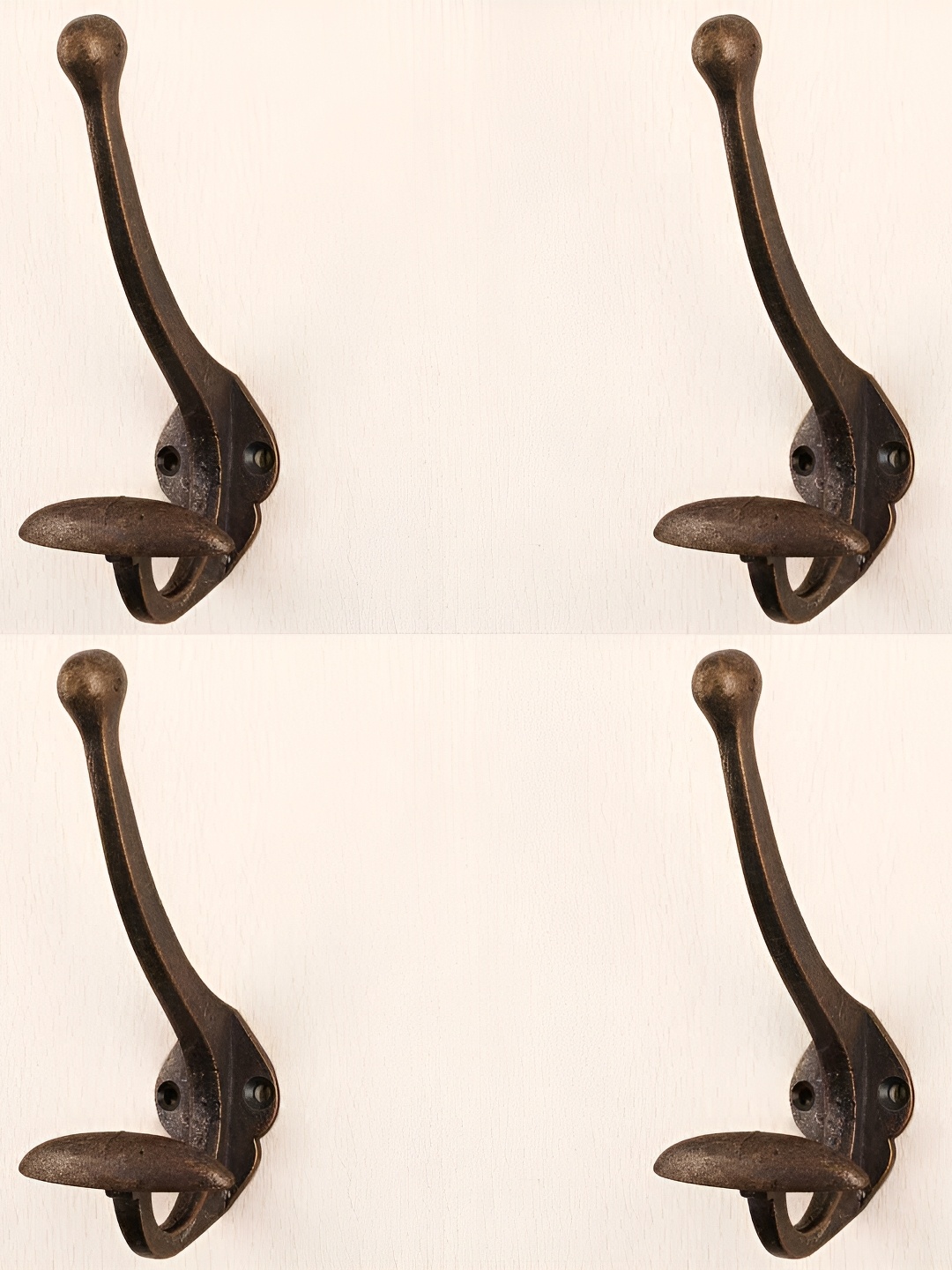 

IndianShelf Bronze-Toned & Black 4 Pieces Modern Iron Wall Hooks