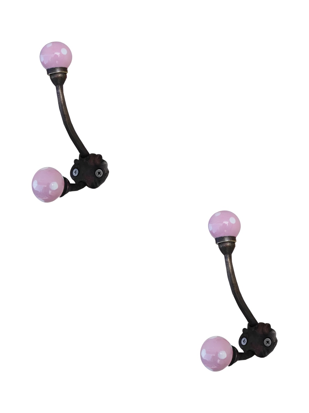 

IndianShelf 2 Piece Ceramic Dot Wall Hooks Door Hangers for Clothes, Pink