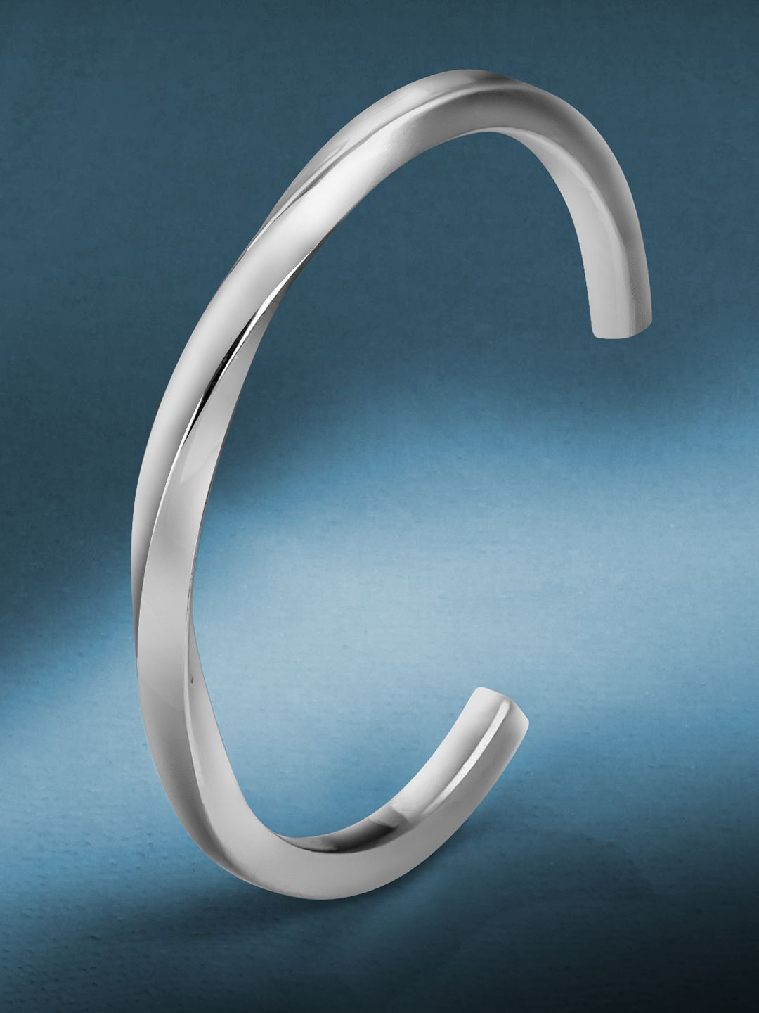 

Peora Men Silver Plated Stainless Steel Kada Bracelet