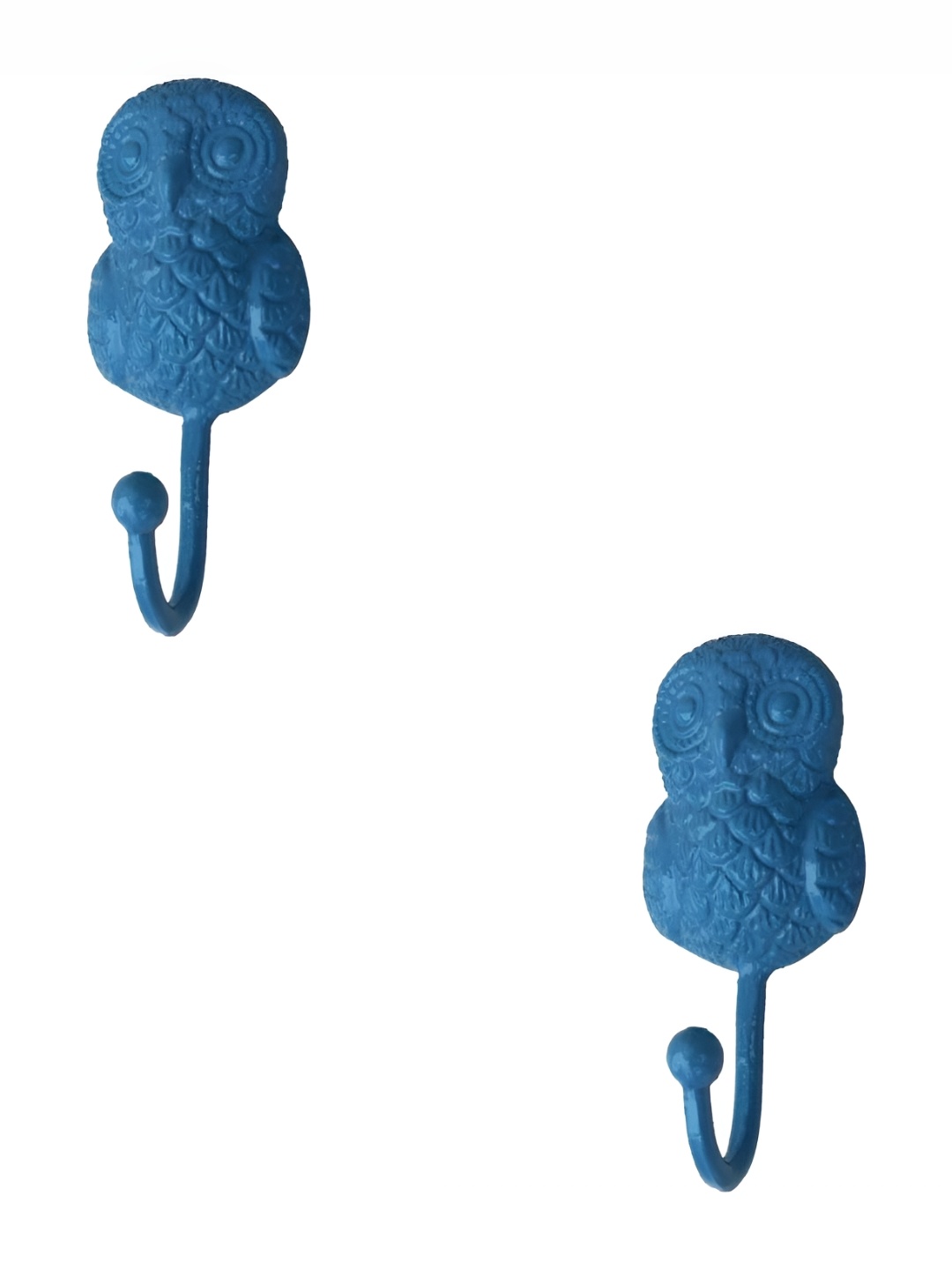 

IndianShelf Blue 2 Pieces Owl Iron Wall Hooks