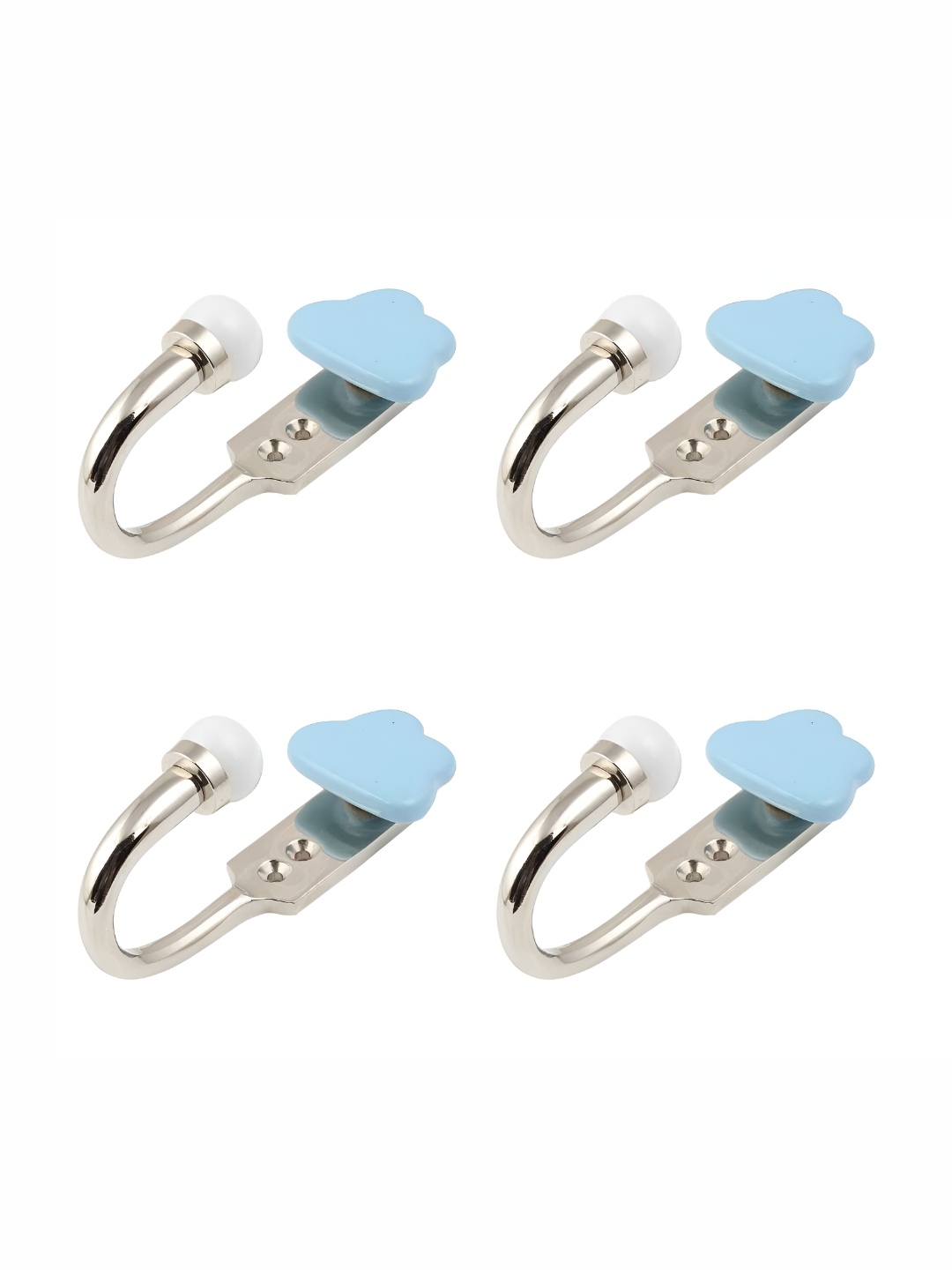 

IndianShelf Blue and Silvertoned 4 Pieces Cloud Ceramic Wall Hooks